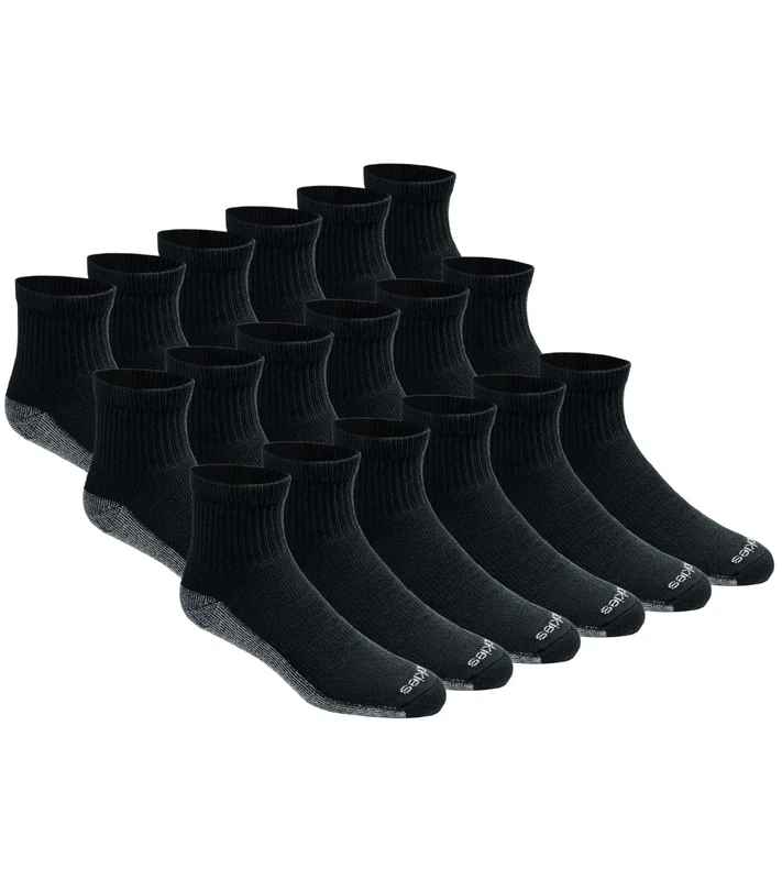 Dickies Men's Dri-tech Moisture Control Quarter Socks Multipack, Black (18 Pairs), Shoe Size: 6-12