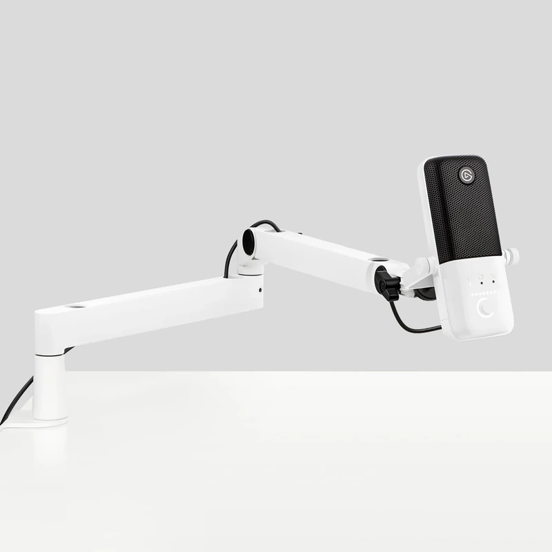 Elgato Wave:3 White Mic with Mic Arm Low Profile, Fully Adjustable with Cable Management Channel, perfect for Podcast, Streaming, Gaming, Home Office, Free Mixer Software, Plug & Play for Mac, PC