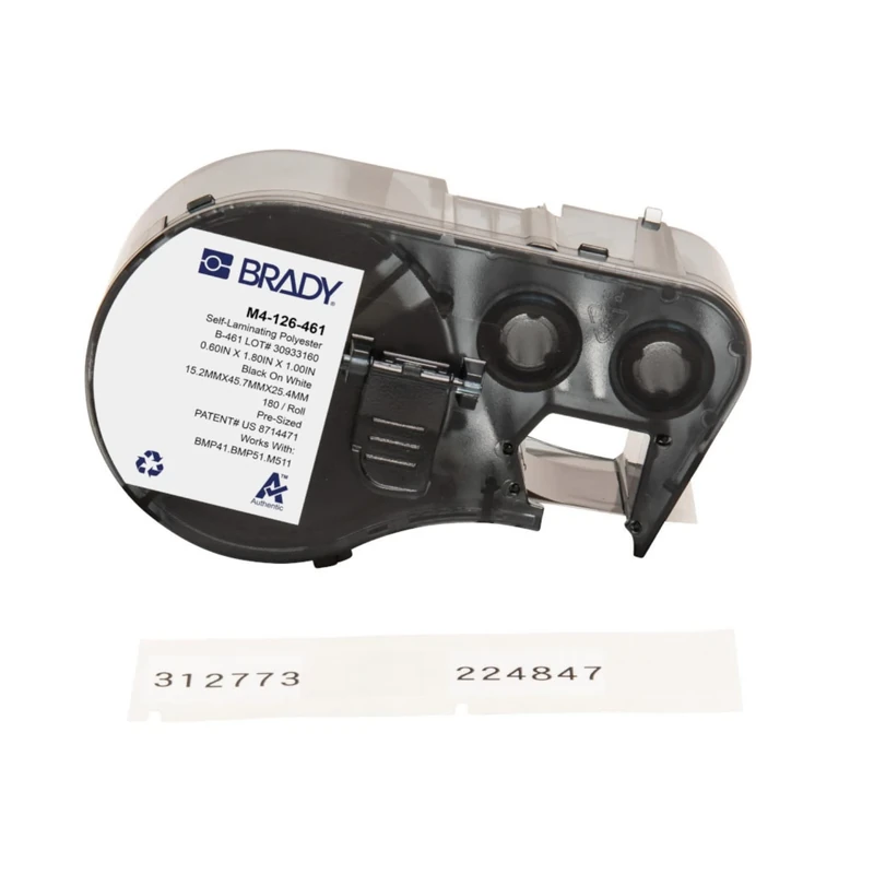 Brady Label Tape for Label Printers M410, M510 & M511 – Self-Adhesive Industrial Labels – Black on White (45.72 mm x 15.24 mm) – M4-126-461