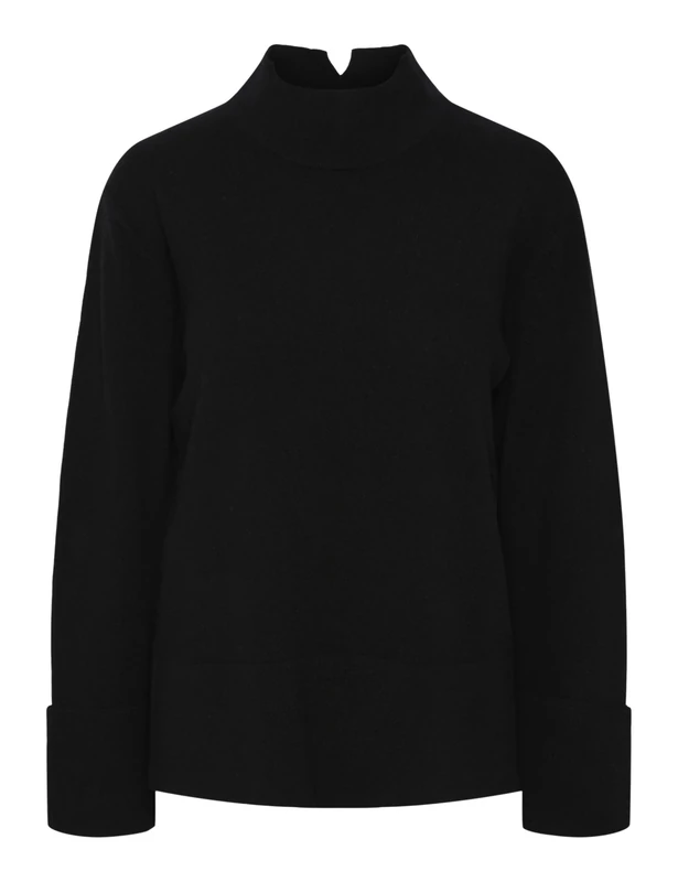 YAS Women's Emilie Highneck Knit Pullover S. Noos Jumper, Black, XS
