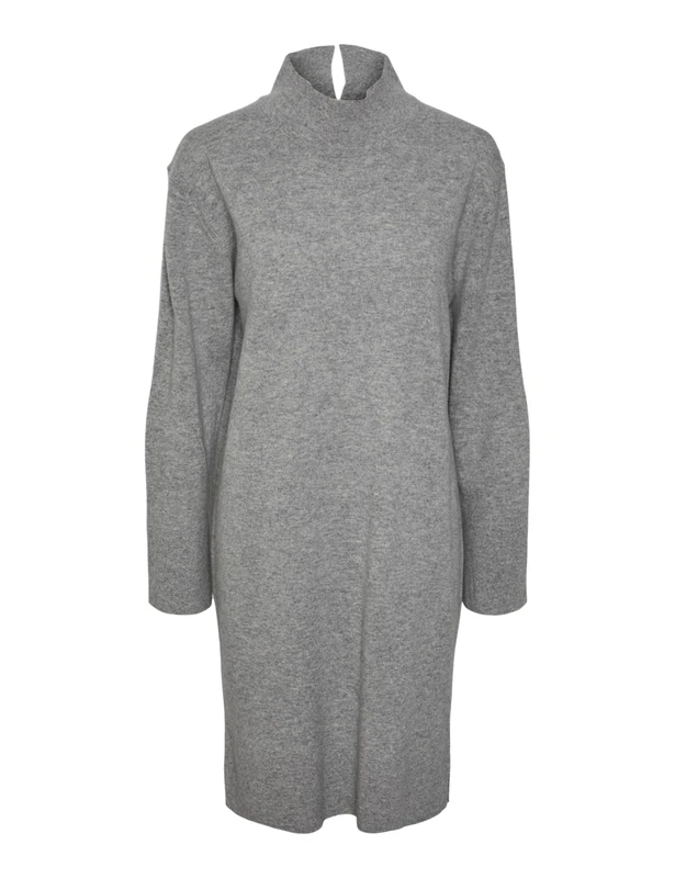 YAS Emilie S.NOOS LS High Neck Knit Dress, Light Grey Mix, XS