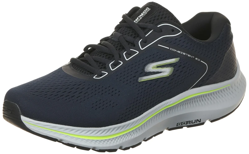 Skechers Men's Go Run Consistent 2.0 Mile Marker Sneaker, Navy Textile/Synthetic, 8 UK