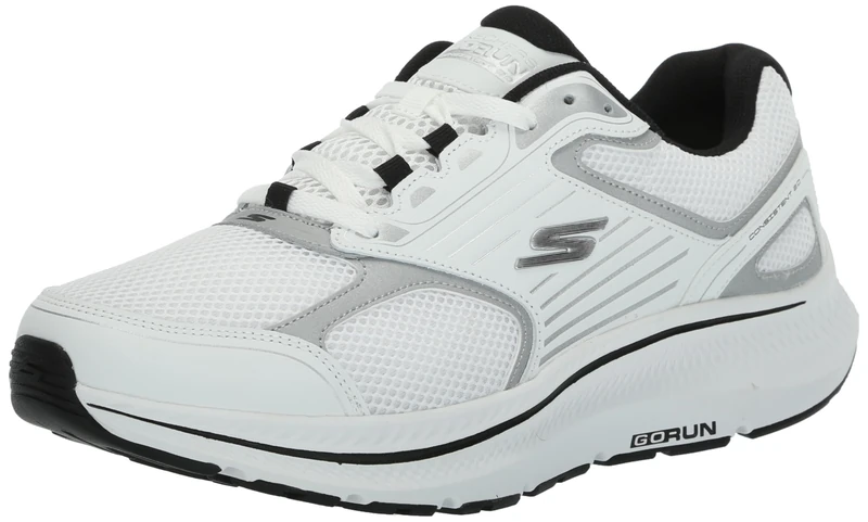 Skechers Men's Go Run Consistent 2.0-Silve Sneaker, White/Silver, 11