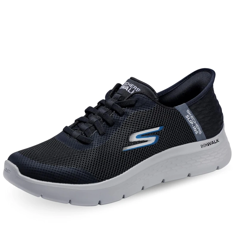 Skechers Men's Slip-ins GO Walk Flex Hands Up Trainers in Black - Comfortable Fit Casual Athletic Shoes - Gents Sports Footwear - Size UK 7 / EU 41