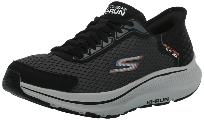 Skechers Men's Go Run Consistent 2.0 Empowered Slip-On Sneakers, Black and Charcoal Textile/Synthetic, 9.5 UK