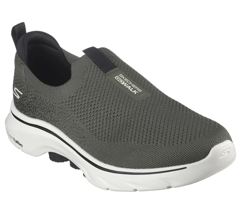 Skechers Men's Go Walk 7 Sneaker - Olive and Black - 10.5 UK