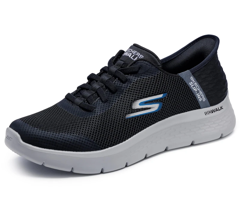 Skechers Men's Free Slip-ins Go Walk Flex-Hands Up Sneaker, Black Grey, 10 UK