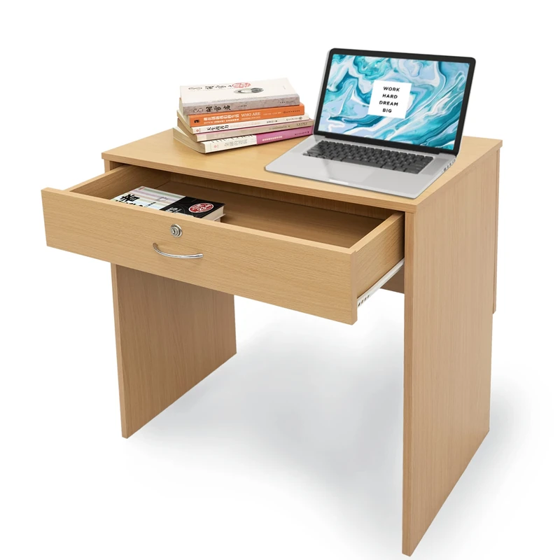 "Absolute Deal Wooden Computer Desk with Drawers - Home Office, Study, Vanity, Dressing Table - Tidy Storage for Accessories - 80x40x76.5cm - Beech Desk"