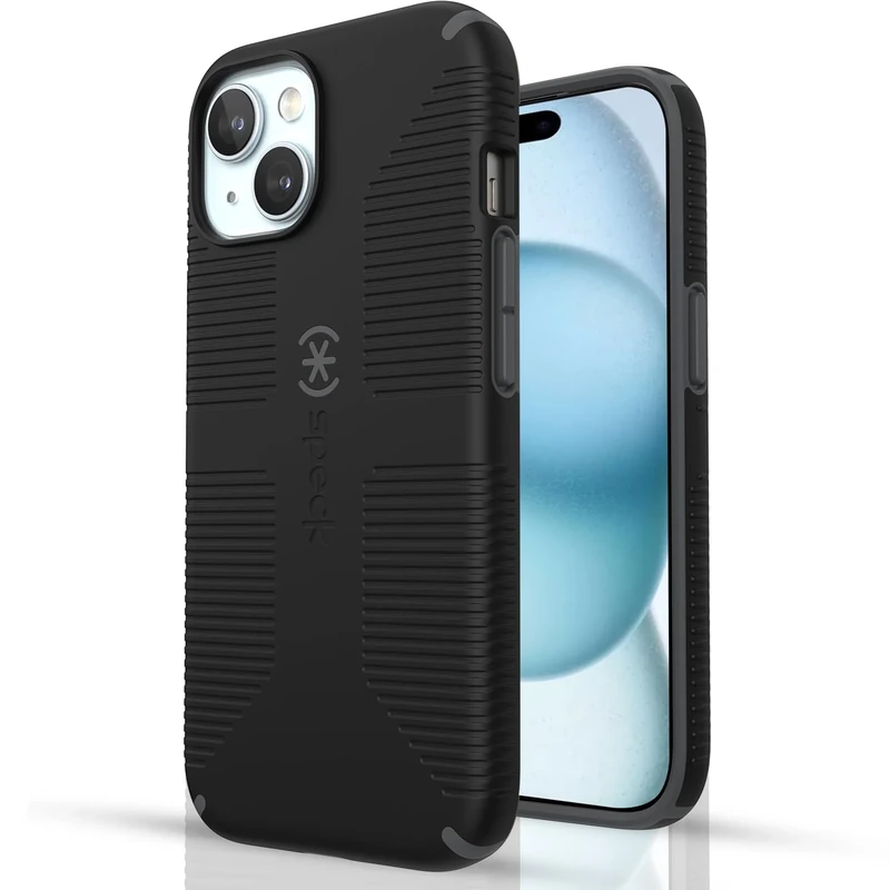 Speck MagSafe Case for iPhone 15 Plus - Drop & Camera Protection, Soft-Touch Secure Grip, Wireless Charging Compatible, Fits All 6.7 Inch Models Including iPhone 14 & 13 Plus - Grip Black