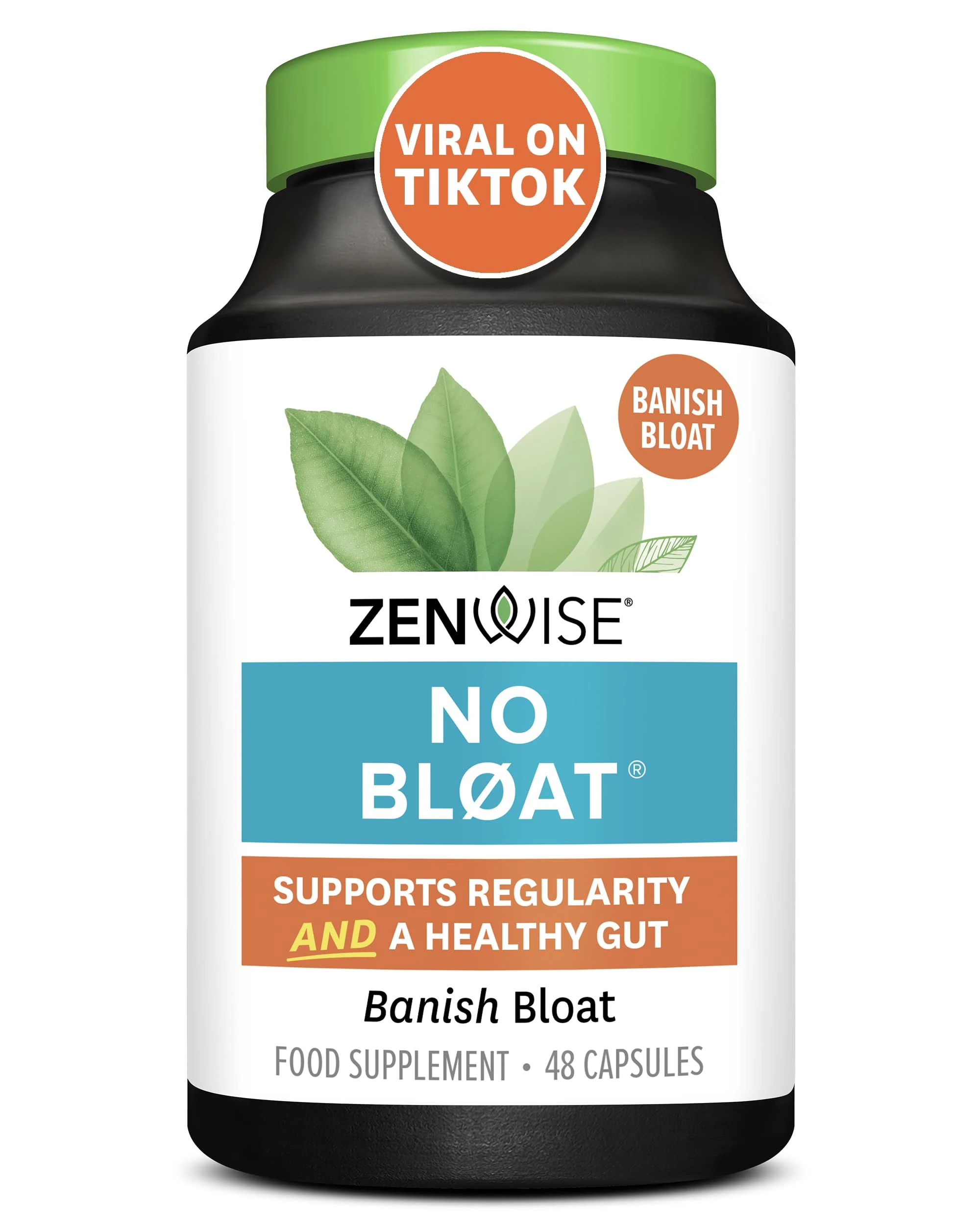 Zenwise Health No Bloat - Probiotics, Digestive Enzymes - Ginger, Dandelion, and Lactase to Improve Digestion (48 Count)