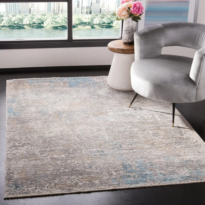 Safavieh Dream Collection Contemporary Rug for Living Room Dining Room Bedroom Short Pile Grey and Multi 3ft x 60 Inch