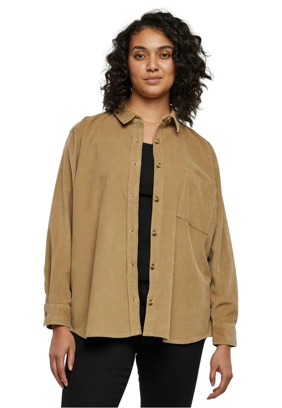 Urban Classics Women's Ladies Corduroy Oversized Shirt, Warmsand, XXXXL