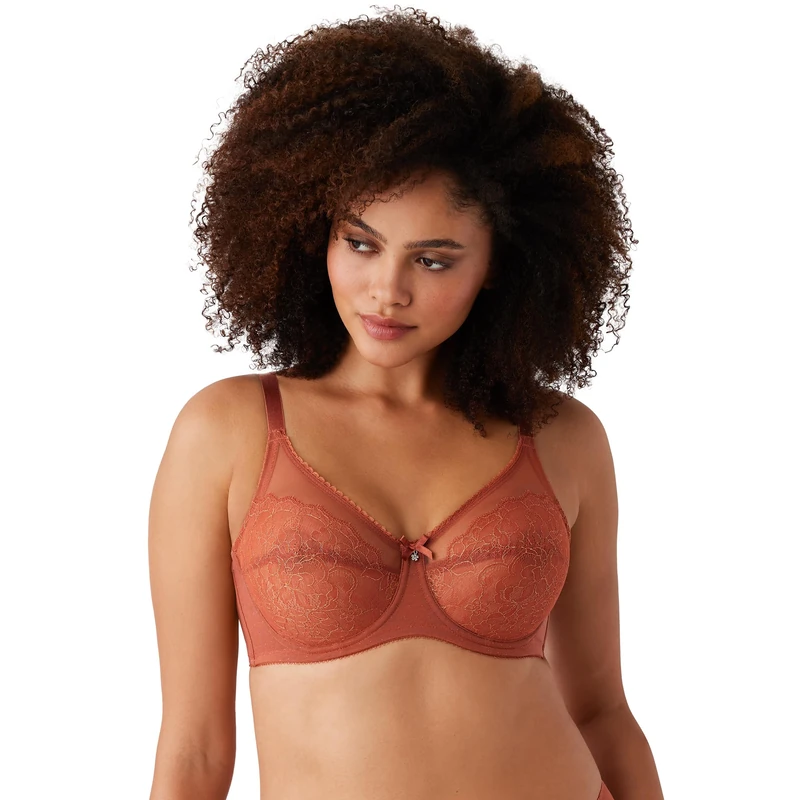 Wacoal Women's Retro Chic Full Figure Seamed Unlined Underwire Bra Coverage, Opaque, Chutney, 36C