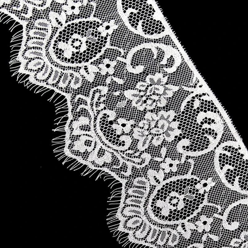 Rumyve 3m White Floral Chiffon Lace Trim Ribbon - Embroidered Flower Lace Edging for Sewing, Clothing & Parties