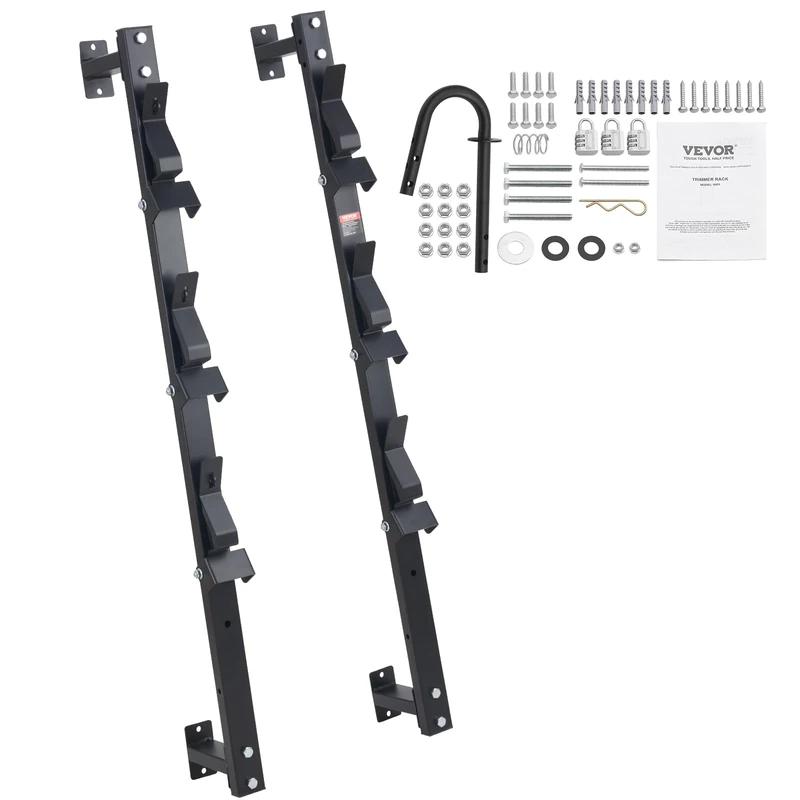 VEVOR Trimmer Rack, 3 Place Weeder Trimmer Rack, Trim Holder Trailer Rack with Zinc Alloy Password Lock, Wall-mounted or Mount on Enclosed Trailer Landscape Weed Eater, Pair