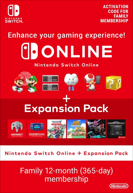 Nintendo Switch Online + Expansion Pack (Family Membership) - Standard | Nintendo Switch - Download Code