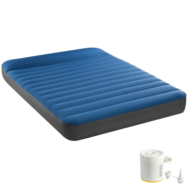 Intex Full Dura-Beam Premaire Camping Mattress w/ USB150, Inflated Size: 1.37m x 1.91m x 22cm (64012)