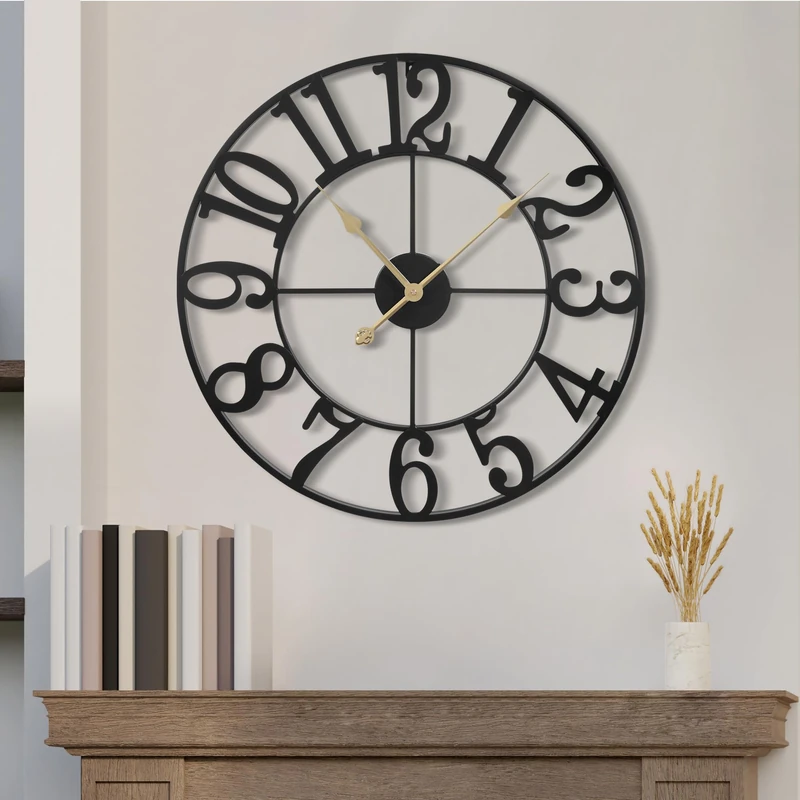 1st owned Large Wall Clocks for Living Room Decor, Silent Non Ticking Wall Clocks Battery Operated, 18 Inch Decorative Analog Metal Indoor Wall Clock for Kitchen, Bedroom, Office Decor - Image 1