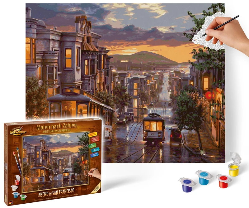 Schipper 609130896 Paint by Numbers - Evening in San Francisco - Painting Pictures for Adults Including Brush and Acrylic Paints 40 x 50 cm - Image 1