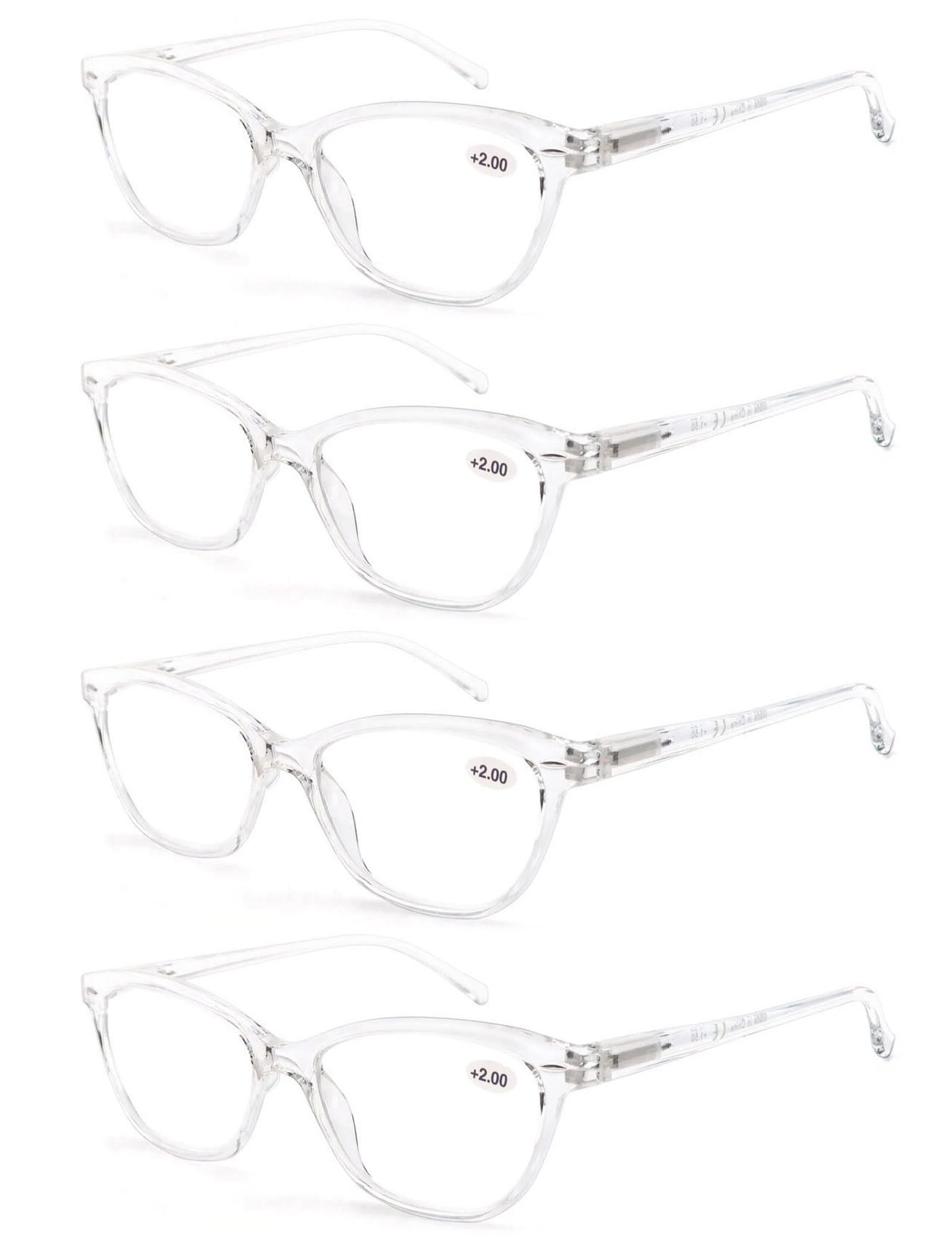 HEEYYOK Reading Glasses for Womens Rectangular Ladies Readers Glasses +3.75 Colorful Funky Lightweigth Frame Comfortable Fit 4 Pack