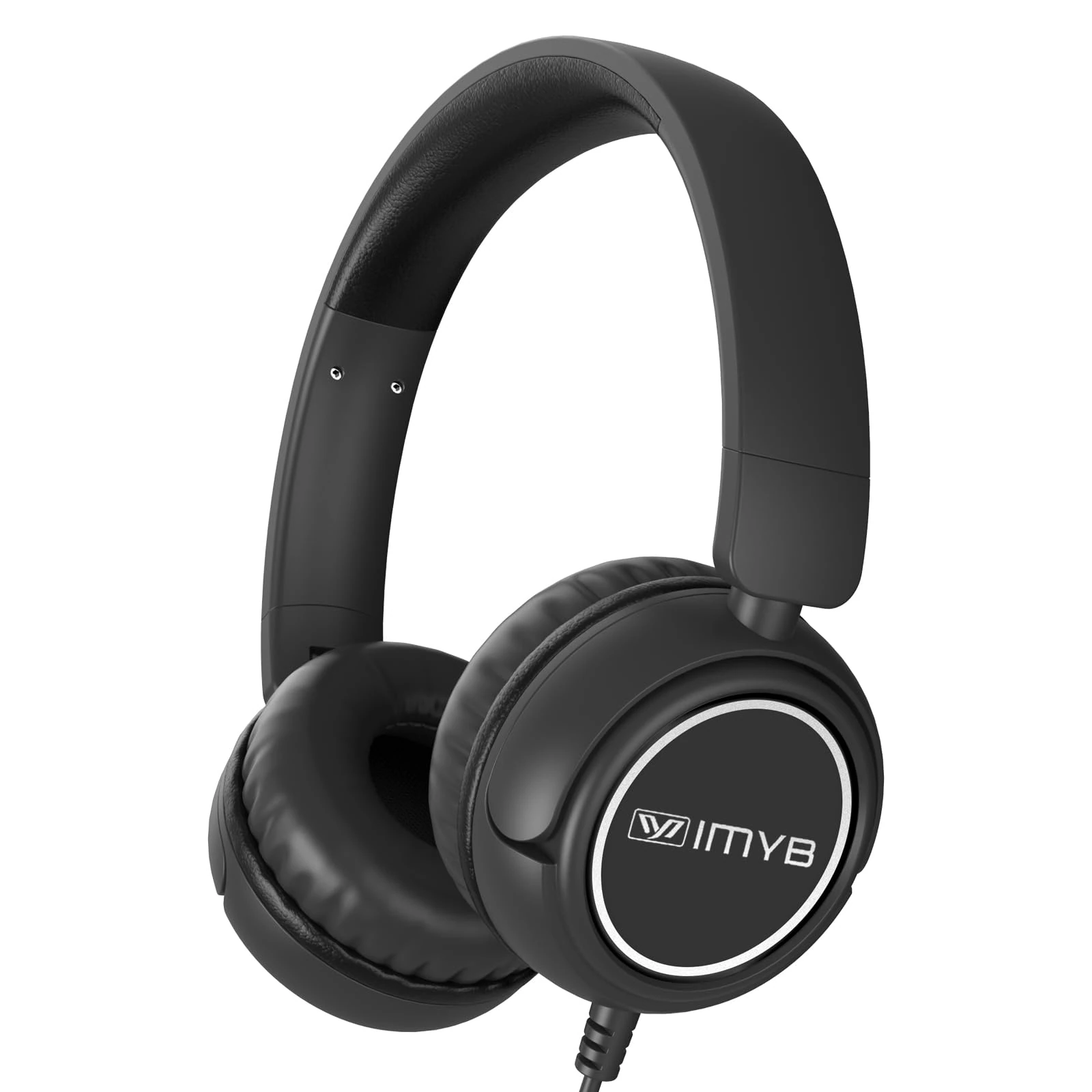 IMYB Kids Headphones Wired, Stereo Foldable Tangle-Free 3.5mm Jack Adjustable On-Ear Headphones for Kids/Toddlers/Children/Teens/Boys/Girls/School/Ipad/Tablet/Kindle/Phones/Travel/Plane (Black)