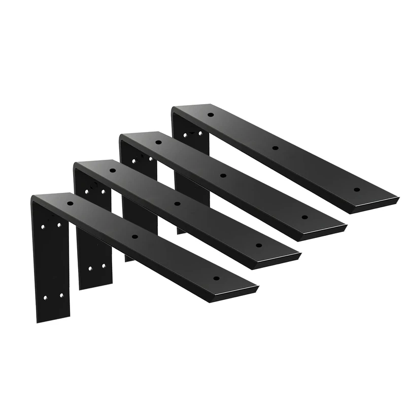 Winker Countertop Support Bracket 4 Pack Heavy Duty Hidden L Shelf Bracket 20" x 8" x 2.5" Metal Corbels for Quartz/Granite/Wood/Concrete/Laminate Countertops, Black (7 Hole) - Image 1