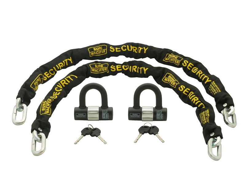 Burg-Wachter Duo Kit Sold Secure Diamond & Gold 10mm Keyed Alike Chain Twin Pack, Black, 1M