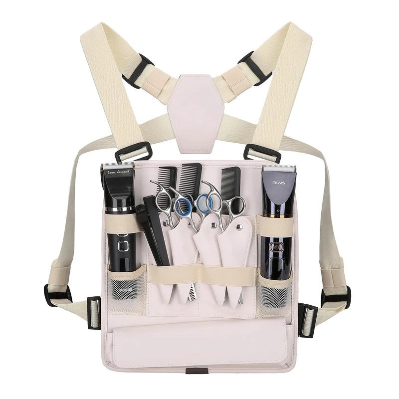 Muserise Leather Fashionable & Functional Chest Rig Bag for Barbers, Stylish Haircut Tools Storage Chest Bag for Barber, Cream, Classic - Image 1