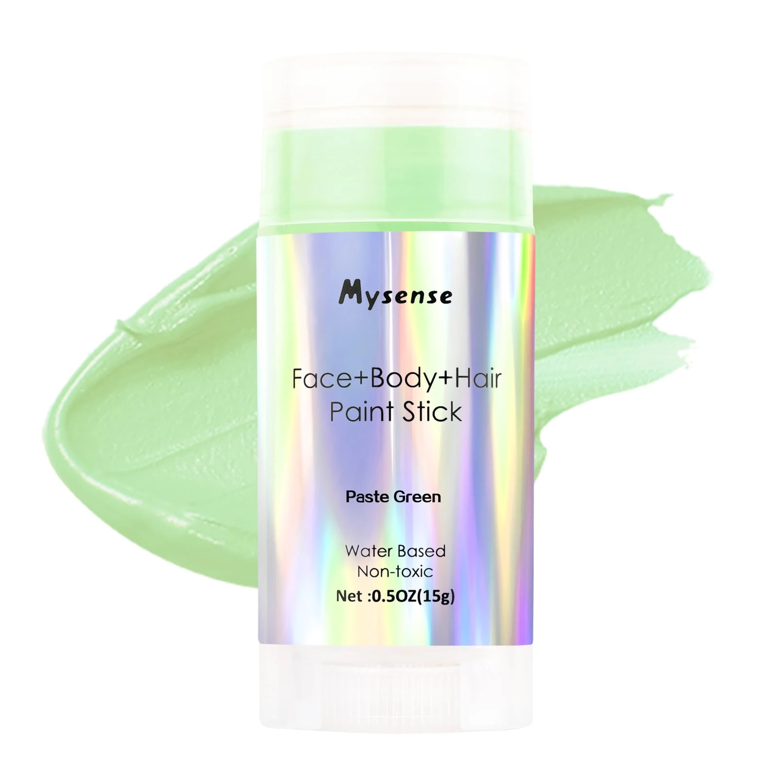 Mysense Pastel Green Face Body Hair Paint Stick,Water Based Washable Temporary Hair Paint,Non-toxic Cream Body Paint Stick for Adults Halloween Special Effects Cosplay Makeup,0.5oz(15g)