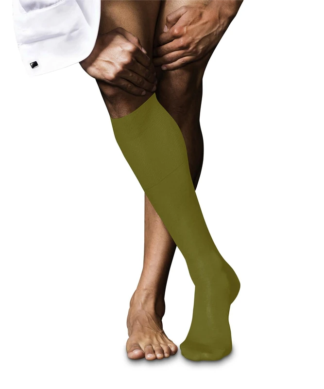 FALKE Men's No. 9 M Kh Cotton Long Plain 1 Pair Knee-High Socks, Green Vegetal 7471, 5.5-6.5