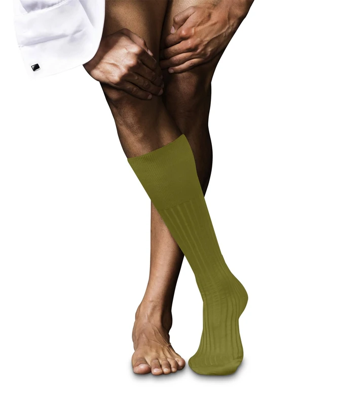 FALKE Men's No. 13 M Kh Cotton Long Plain 1 Pair Knee-High Socks, Green Vegetal 7471, 10-11