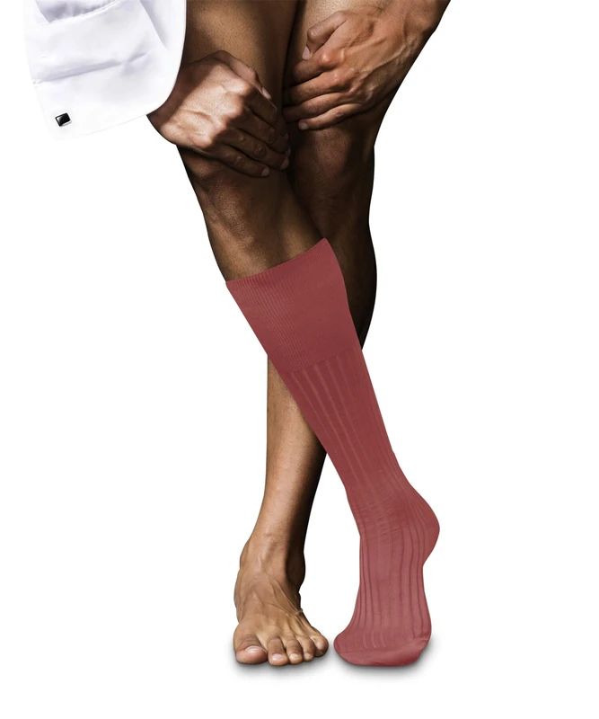 FALKE Men's No. 13 M Kh Cotton Long Plain 1 Pair Knee-High Socks, Red Lobster 8862, 8.5-9.5