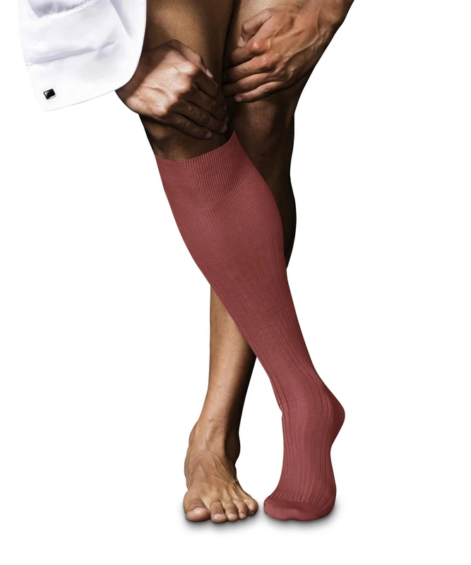 FALKE Men's No. 10 M Kh Cotton Long Plain 1 Pair Knee-High Socks, Red Lobster 8862, 5.5-6.5