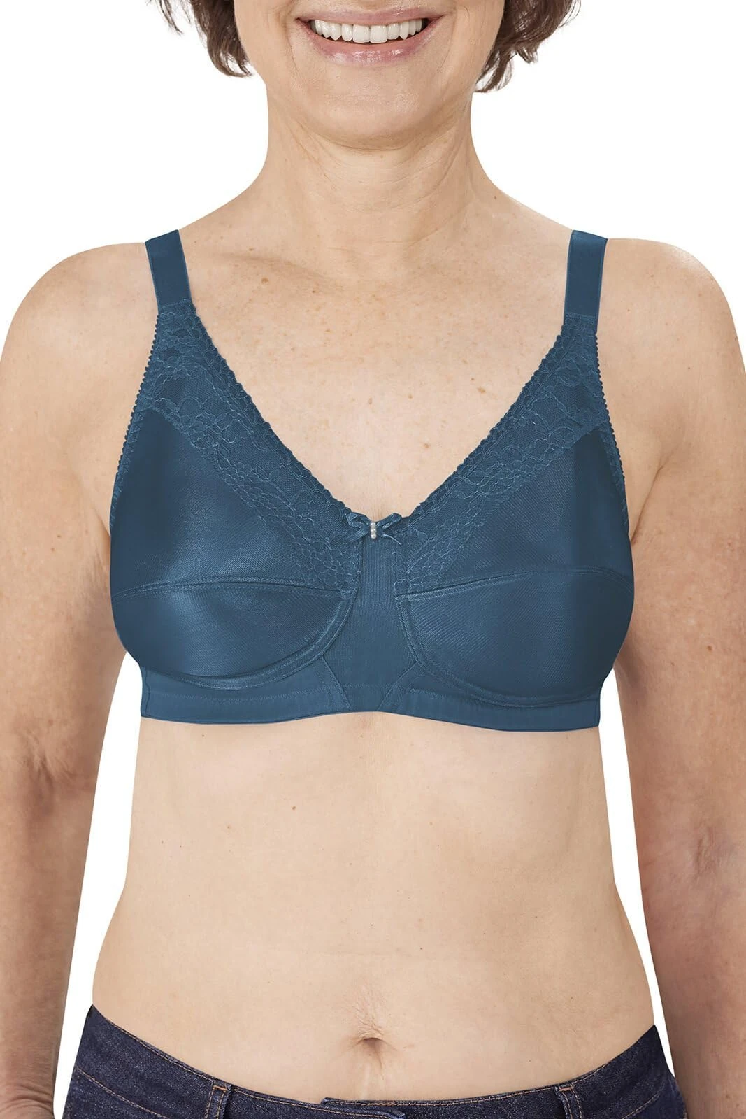 Amoena Women's Adult Nancy Cut and Sewn Wire Free Bra, Dark Teal, 38F