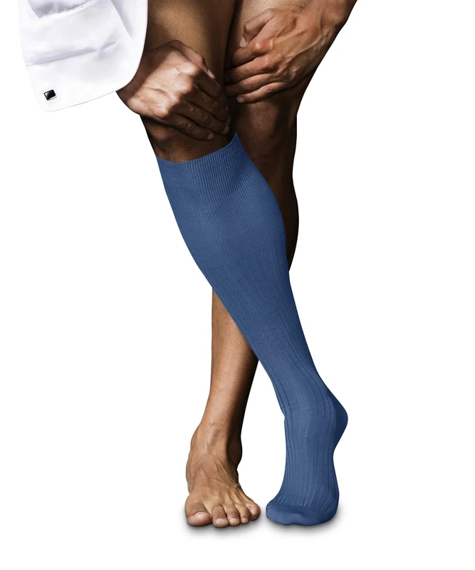 FALKE Men's No. 10 M Kh Cotton Long Plain 1 Pair Knee-High Socks, Blue Nautical 6531, 8.5-9.5 - Image 1