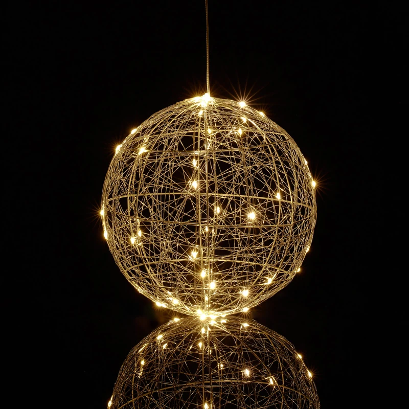 Relaxdays LED Light Sphere, Window Ornament, Autumn, Hang Up Christmas Decor, Battery Powered, Ø 25cm, Silver, Iron, 25 x 25 x 25 cm