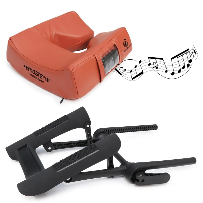 Master Massage Universal Bluetooth Music Massage Table Headrest Set-Deluxe Adjustable Face Cradle with Music Ergonomic Face Cushion/Massage Pillow for Massage Couch/Chair, Cinnamon