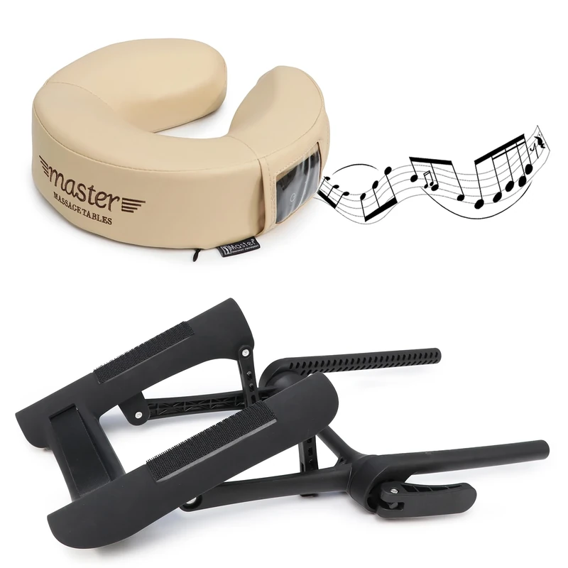 Master Massage Universal Bluetooth Music Crescent Round Face Cushion with Adjustable Massage Table Face Cradle Platform Set - for Spa Bed Massage Couch Massage Chair (Cream)