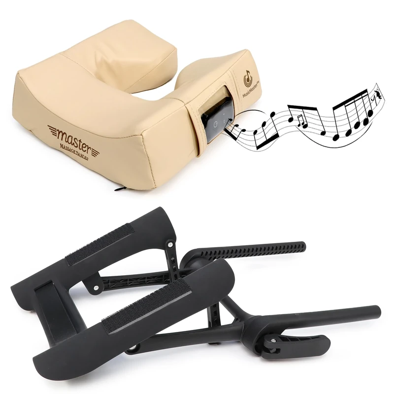 Master Massage Universal Bluetooth Music Massage Table Headrest Set-ErgoCaptain Deluxe Face Cradle with Music Ergonomic Face Cushion/Massage Pillow for Face Down Resting, Massage Couch/Chair, Cream