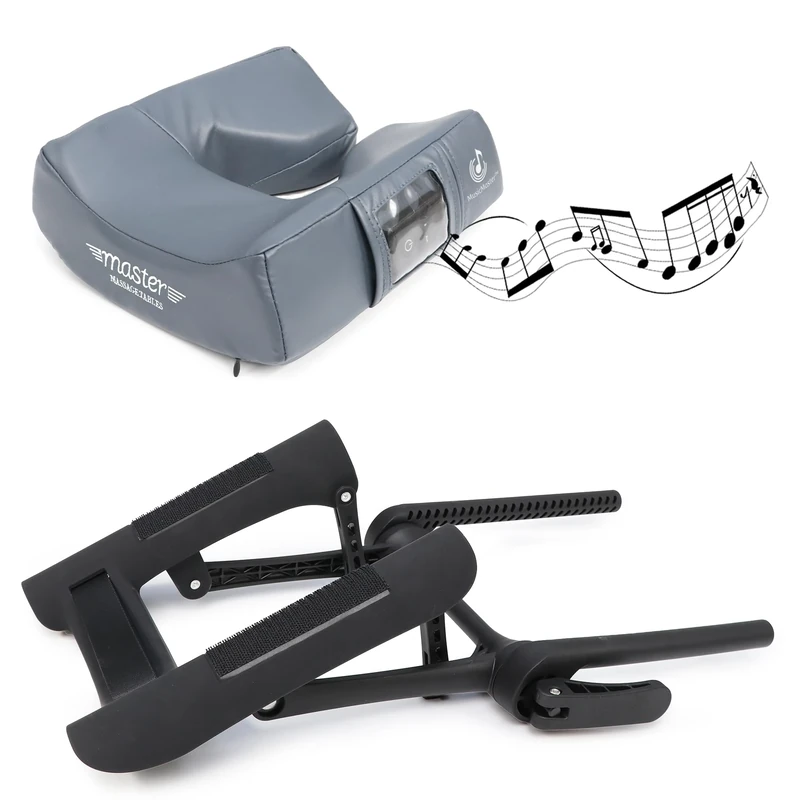 Master Massage Universal Bluetooth Music Massage Table Headrest Set-Deluxe Adjustable Face Cradle with Music Ergonomic Face Cushion/Massage Pillow for Massage Couch/Chair, Royal Blue