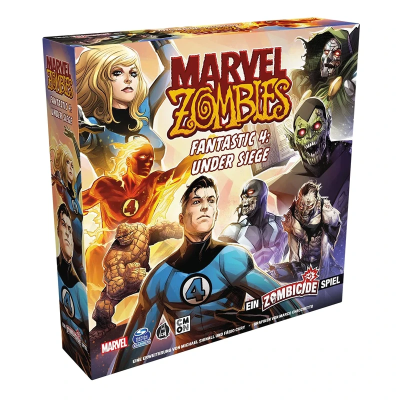 CMON, Marvel Zombies: Fantastic 4 Under Siege - A Zombicide Game, Expansion, Connoisseur Game, Dungeon Crawler, 1-6 Players, From 14+ Years, 60 Minutes, German, Multicoloured, Colourful