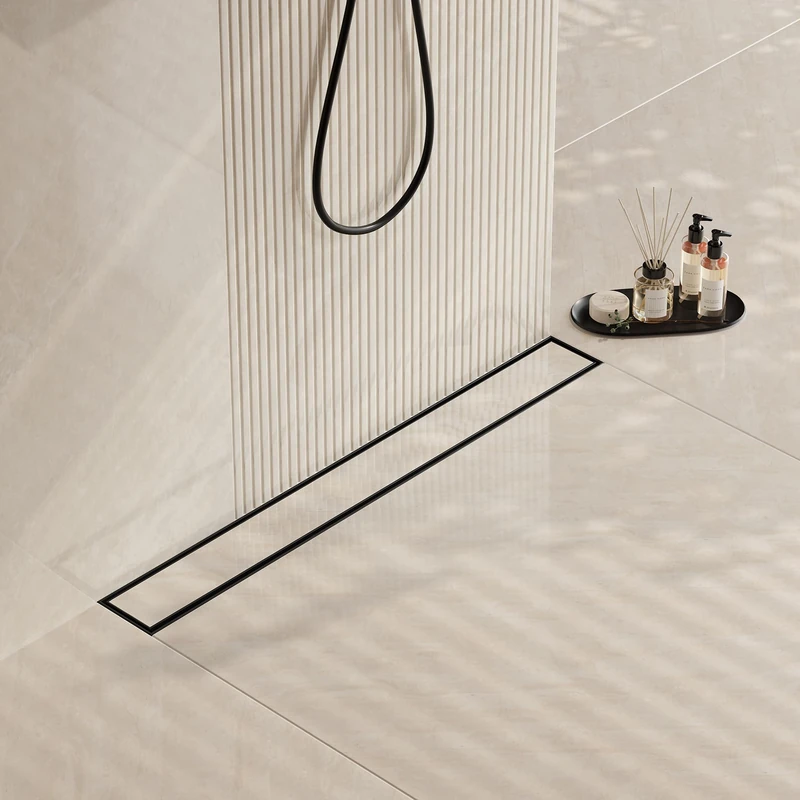 Neodrain 18 in Matte Black Linear Shower Drain- with 2-in-1 Flat & Tile Insert Cover, 304 Stainless Steel Rectangle Shower Floor Drain,Floor Shower Drain