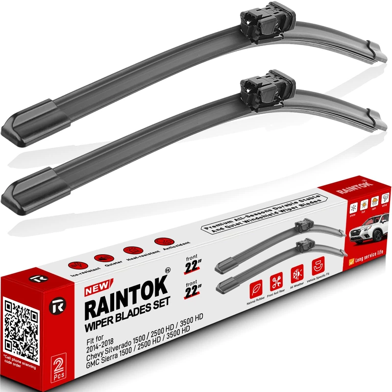 WIAONE RAINTOK 22"" + 22"" Windshield Wiper Blades Replacement for 2014-2018 Chevy Chevrolet Silverado GMC Sierra 1500 2500HD 3500HD Original Factory Quality Front Wipers Blade Set for My Car