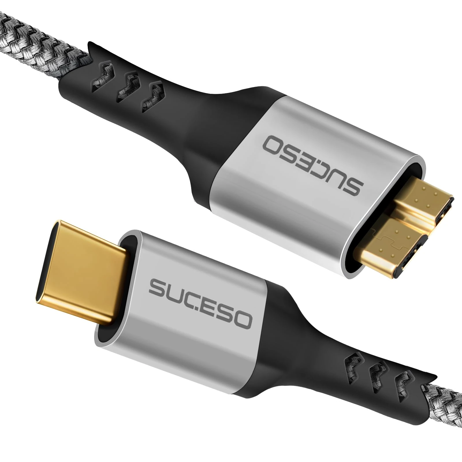 SUCESO USB C to Micro B Cable USB C Hard Drive Cable Micro B to Type C Lead Compatible with Toshiba,Seagate,USB 3.0 External Portable SSD HDD WD Element,My Passport,Galaxy Note 3 M3 S5 S8 S9 etc-0.5M
