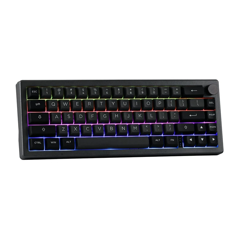 EPOMAKER EK68 65% Wireless Mechanical Gaming Keyboard, Gasket-Mount, Metal Knob, Hot Swappable, Programmable, Bluetooth 5.0/2.4Ghz/USB, RGB Backlit, PBT Keycap (Black Silver, Wisteria Linear Switch)