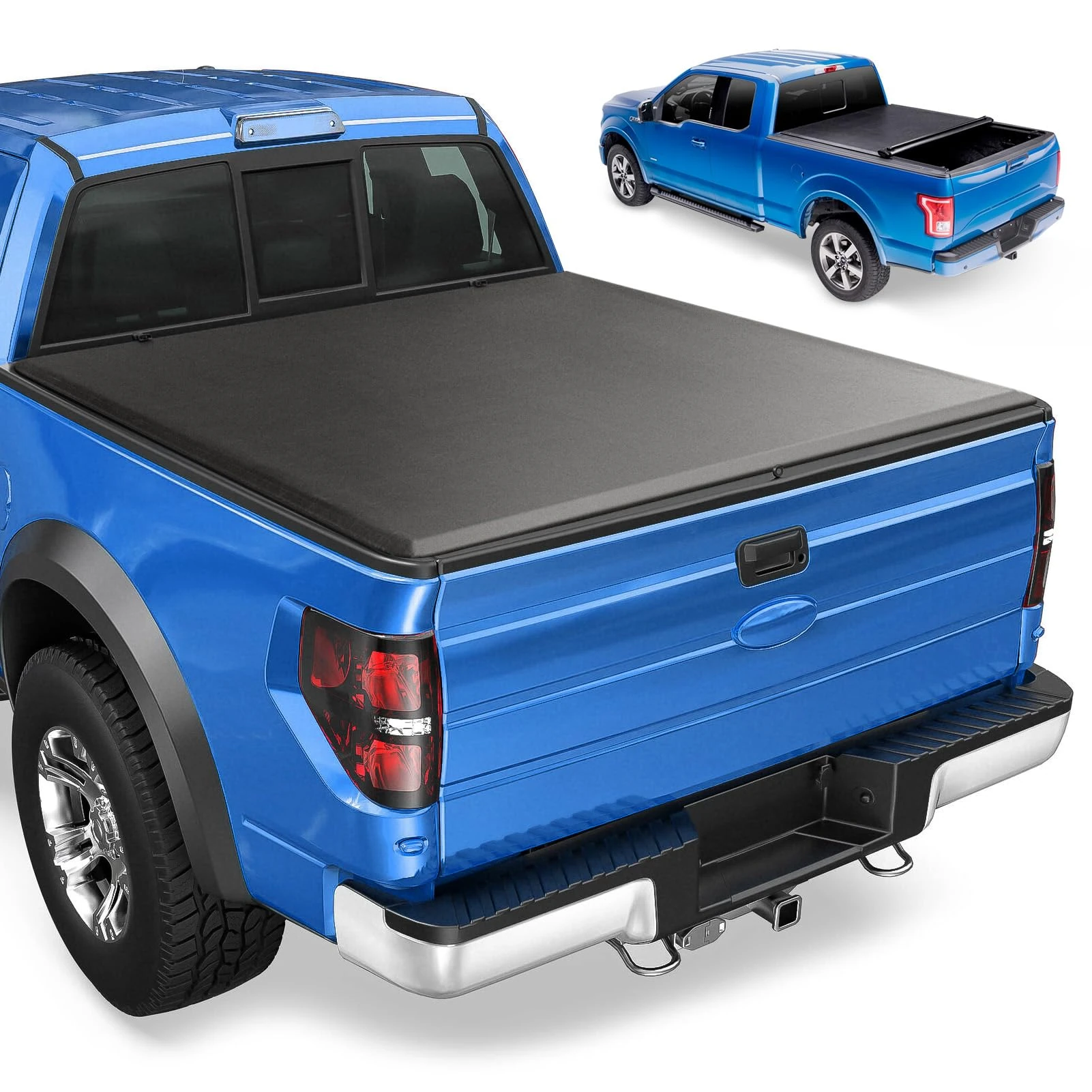 Soft Roll-up Truck Bed Tonneau Cover for Dodge Ram 1500 2009-2018, Ram 2500/3500 2010-2016, Ram 1500 Classic 2019-2022, 5.7 ft Bed, Without Rambox