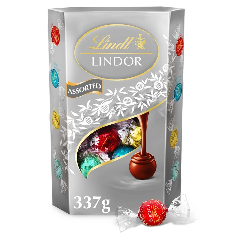 Lindt Lindor Silver Assorted Chocolate Truffles – 337g Box (Approx. 26 Balls) – Smooth Filling – Valentines Day, Mothers Day, Easter, Gift, Birthday, Congratulations, Sharing Treat
