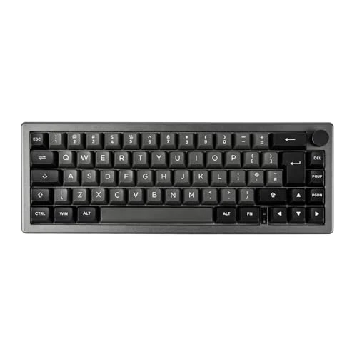EPOMAKER EK68 (UK-ISO) Wireless Mechanical Keyboard, Knob, Lubed Switch, PBT Keycap, Gasket, Bluetooth/2.4Ghz/USB, RGB Backlit, Mac/PC Programmable Software (Black Silver, Wisteria Linear Switch)