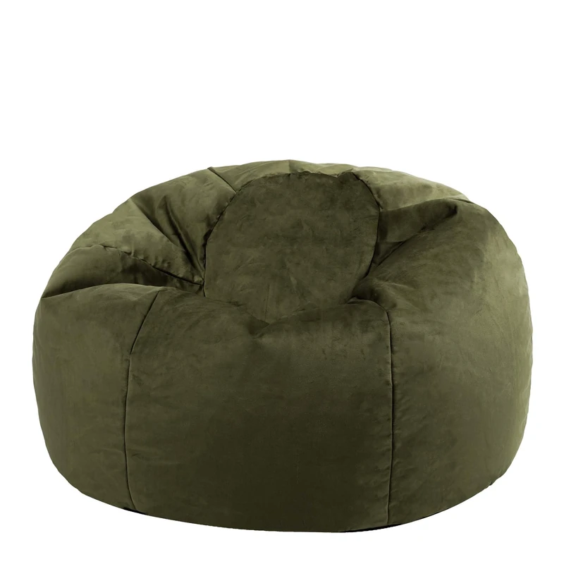 icon Kingston Velvet Bean Bag, Olive Green, Large Adult Bean Bag Chair with Filling Included, Accent Chair, Living Room, Living Room Furniture, Bedroom Furniture