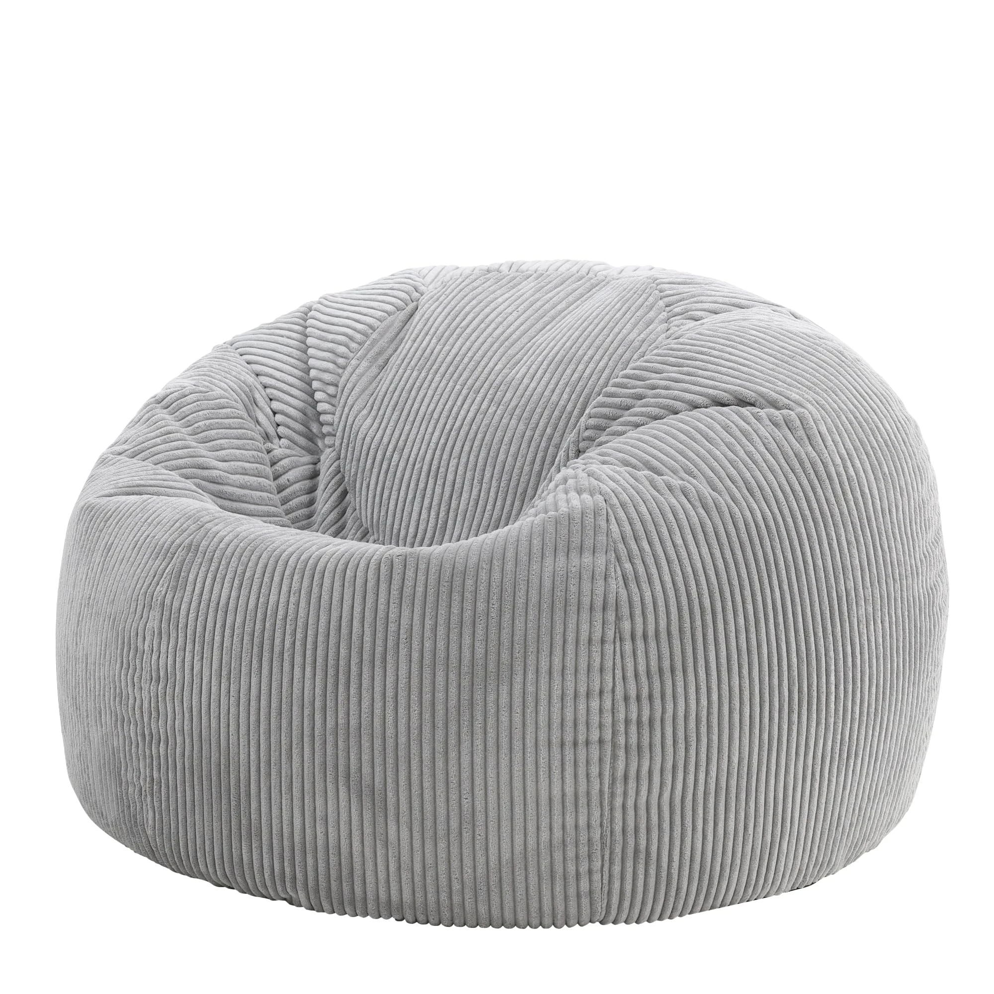 icon Kingston Cord Bean Bag, Grey, Large Adult Bean Bag Chair with Filling Included, Comfy Chair, Living Room Furniture, Bedroom Furniture
